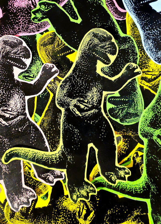 Sticker Godzilla - Handgedrukt