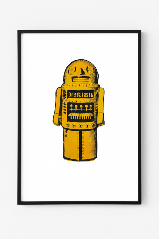 Gele robot – zwarte lijst
