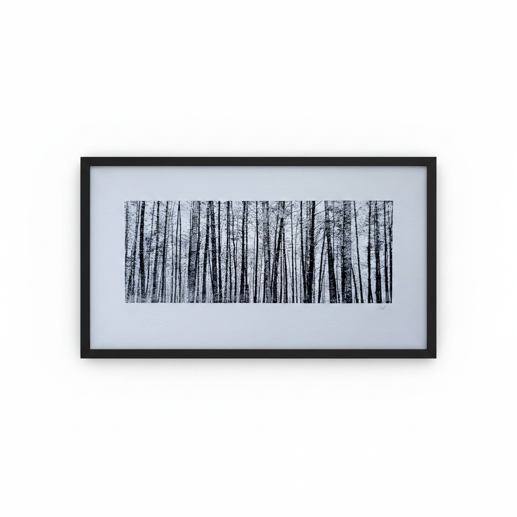 Berkenbomen in zwarte oblong lijst