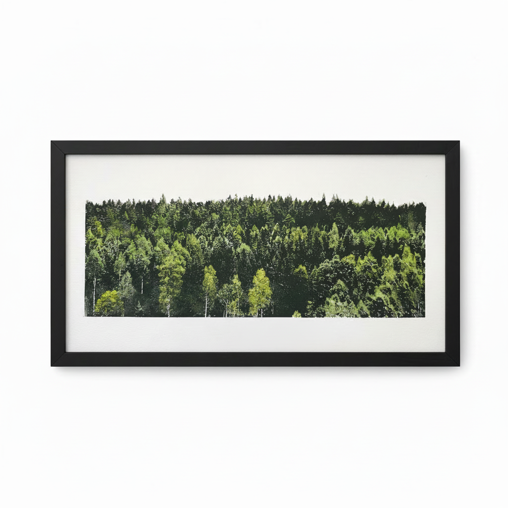 Bosrand in zwarte houten A3 lijst